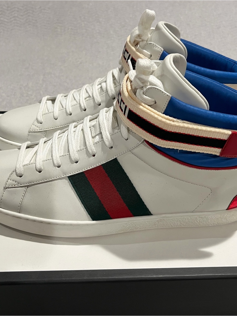 Gucci White Leather High-Top Sneakers - Picture 3 of 5